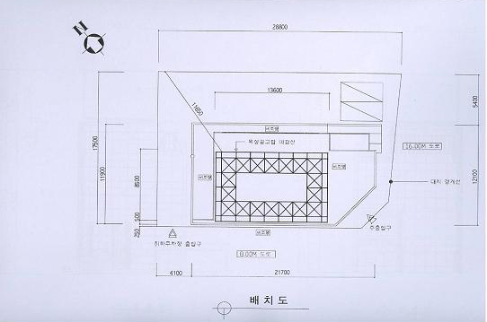 배치도, 평면도, 정면도, 측면도, 배면도