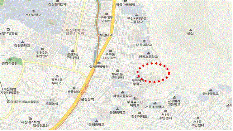 부곡동 보덕사 일원 복개구조물 보수보강공사 위치도