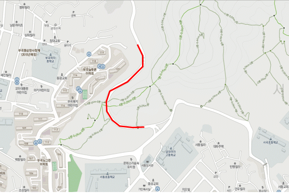 주부곡동 늘푸른아파트 도로사면정비 위치도