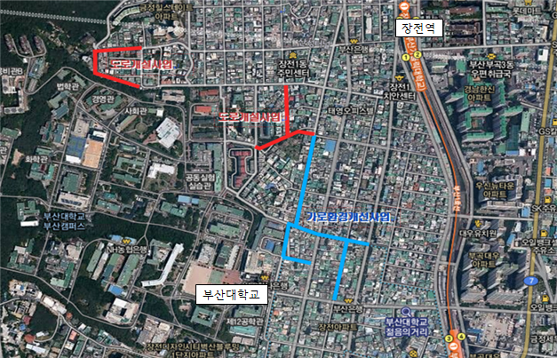 부산대 일원 주거지 재생사업 위치도