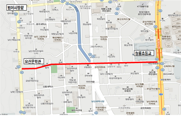 요산 김정한 선생 문학로 조성사업 위치도