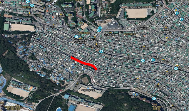 서명초등학교일원 도로개설 위치도