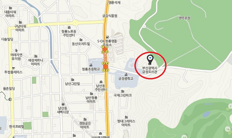 금정도서관 노후시설 개선 개·보수공사 위치도